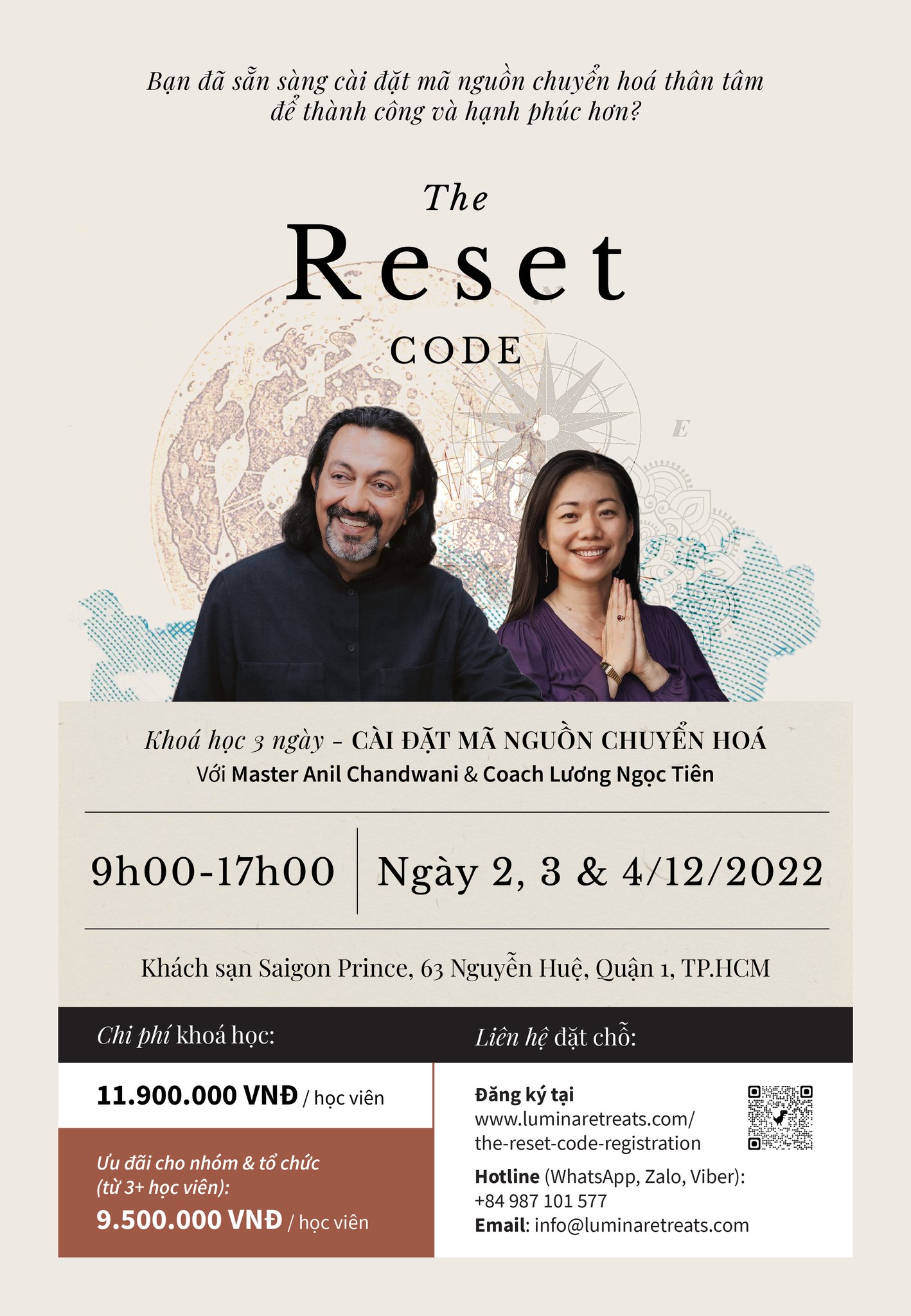 HCM] Khóa Học The Reset Code - Cài Đặt Mã Nguồn Chuyển Hóa Với Master Anil  Chandwani Và Coach Lương Ngọc Tiên 2022 - YBOX