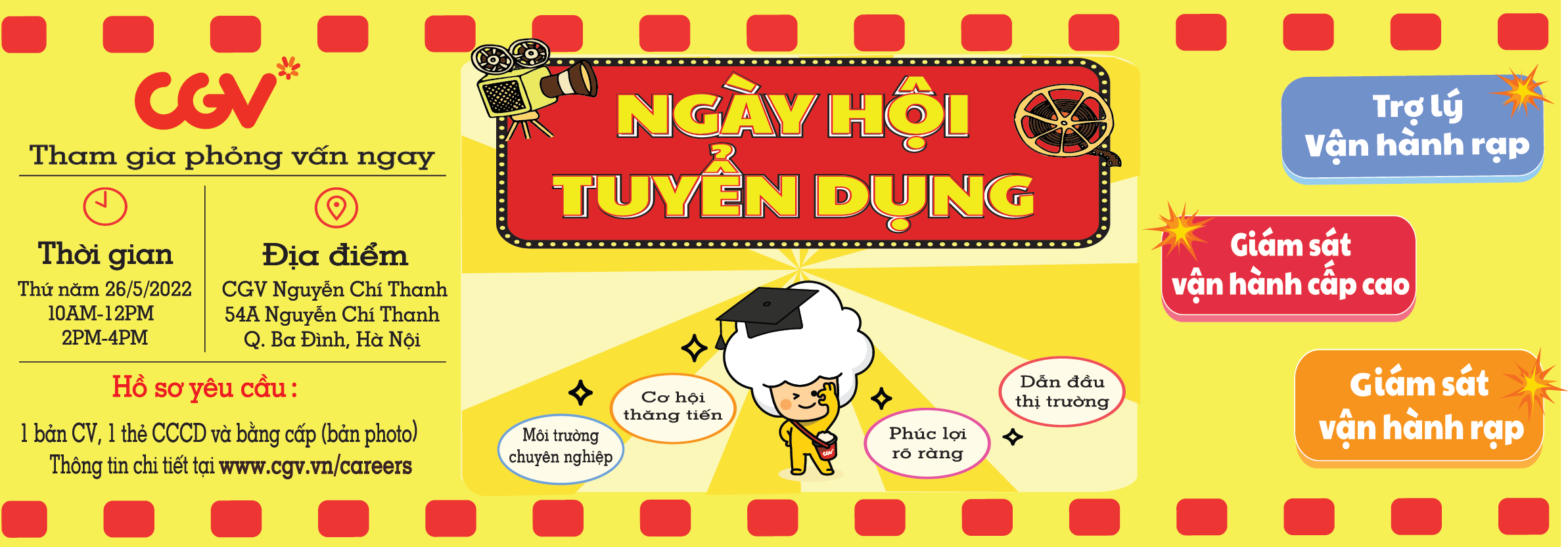 H N] Ngày Hội Tuyển Dụng Tại Cj Cgv Việt Nam - Quản Lý/Giám Sát Vận Hành  Rạp Chiếu Phim 2022 (Miễn Phí Tham Dự) - Ybox